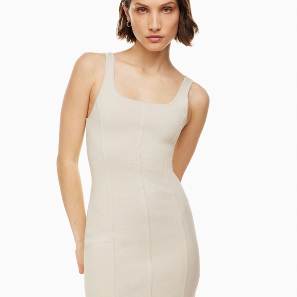 Babaton Dresses & Skirts - Babaton Sculpt Knit Square Neck Dress Cream Beige Bodycon Size Small